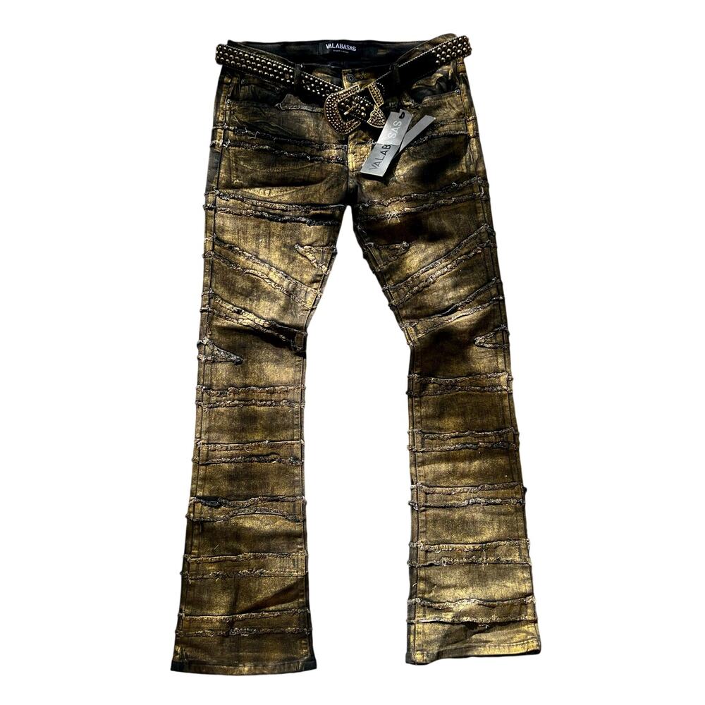 Valabasas NWT Gold Cross Sewn Jeans With Studded Belt 36x34
